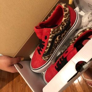 Never worn red and cheetah vans